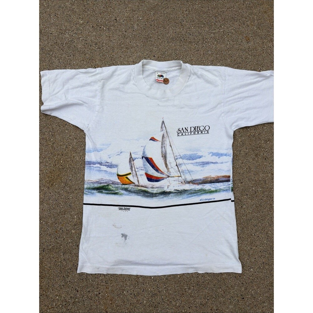 VTG Fruit Of The Loom San Ségal San Diego Sailing Sportswear AOP 1988 S Shirt